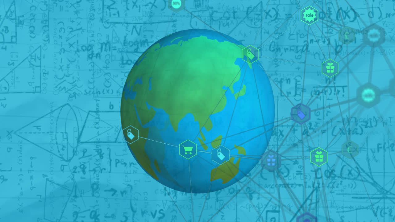 전 세계 연결 네트워크의 애니메이션 및 수학적 공식