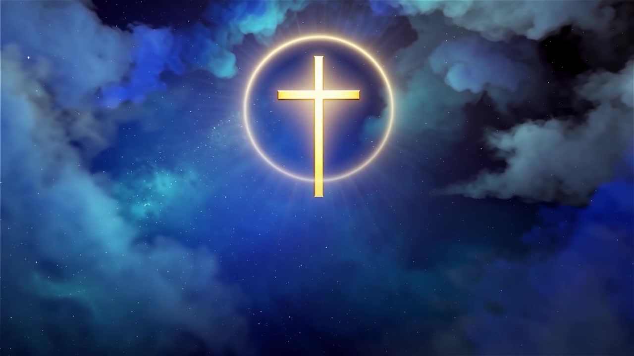Croce Cristiana Luce Celestiale Sfondo per il Culto.