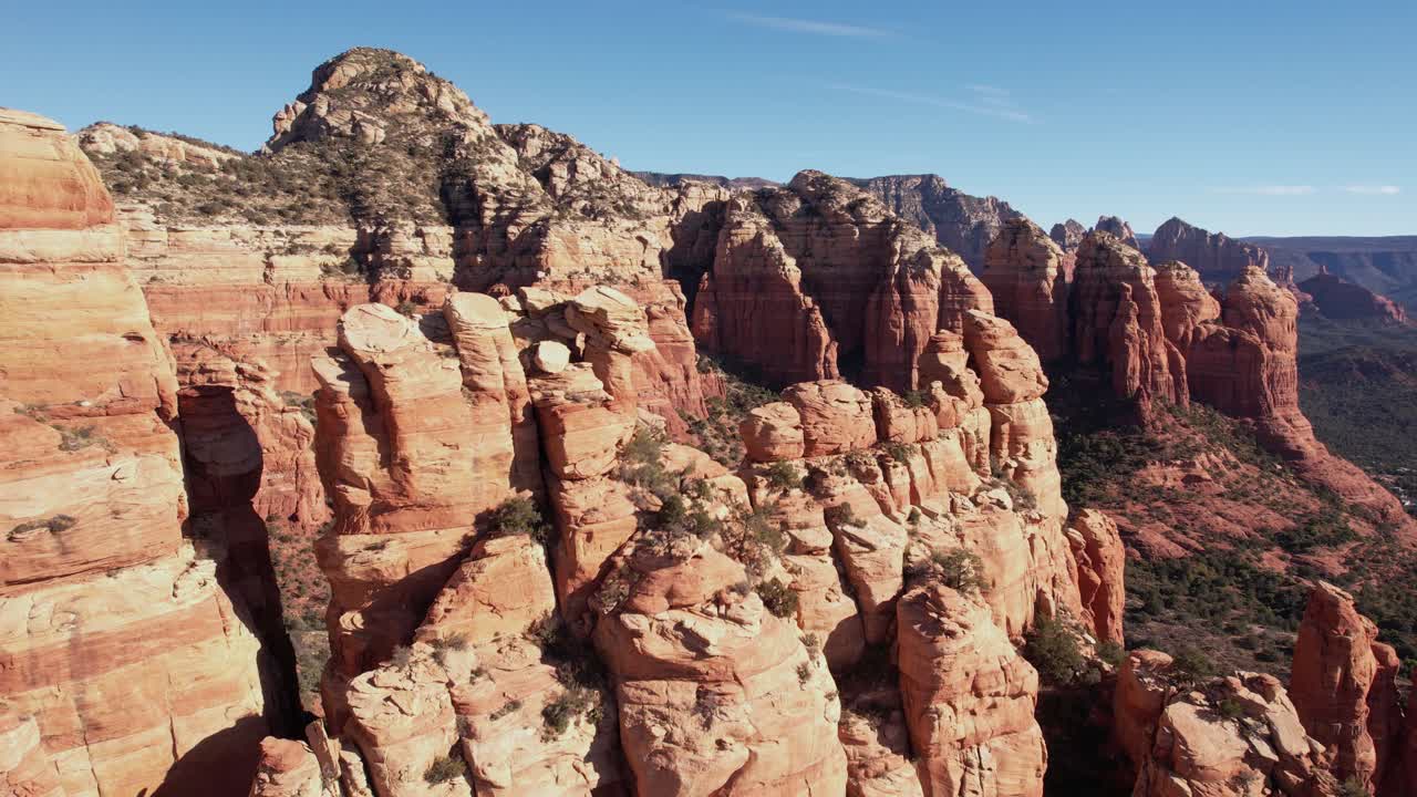 Aerial View of Red Rock Formations and Cliffs, Desert Landscape Around Sedona Arizona USA