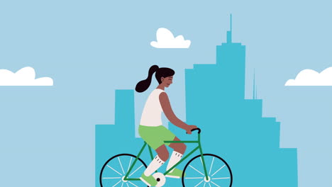 woman cycling in the city