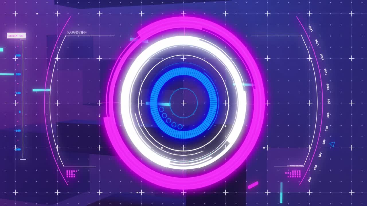 어두운 배경에서 범위 스캐닝과 데이터 처리의 애니메이션