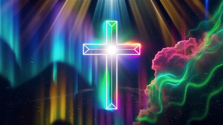 Christian Cross Heavenly Light Worship Background