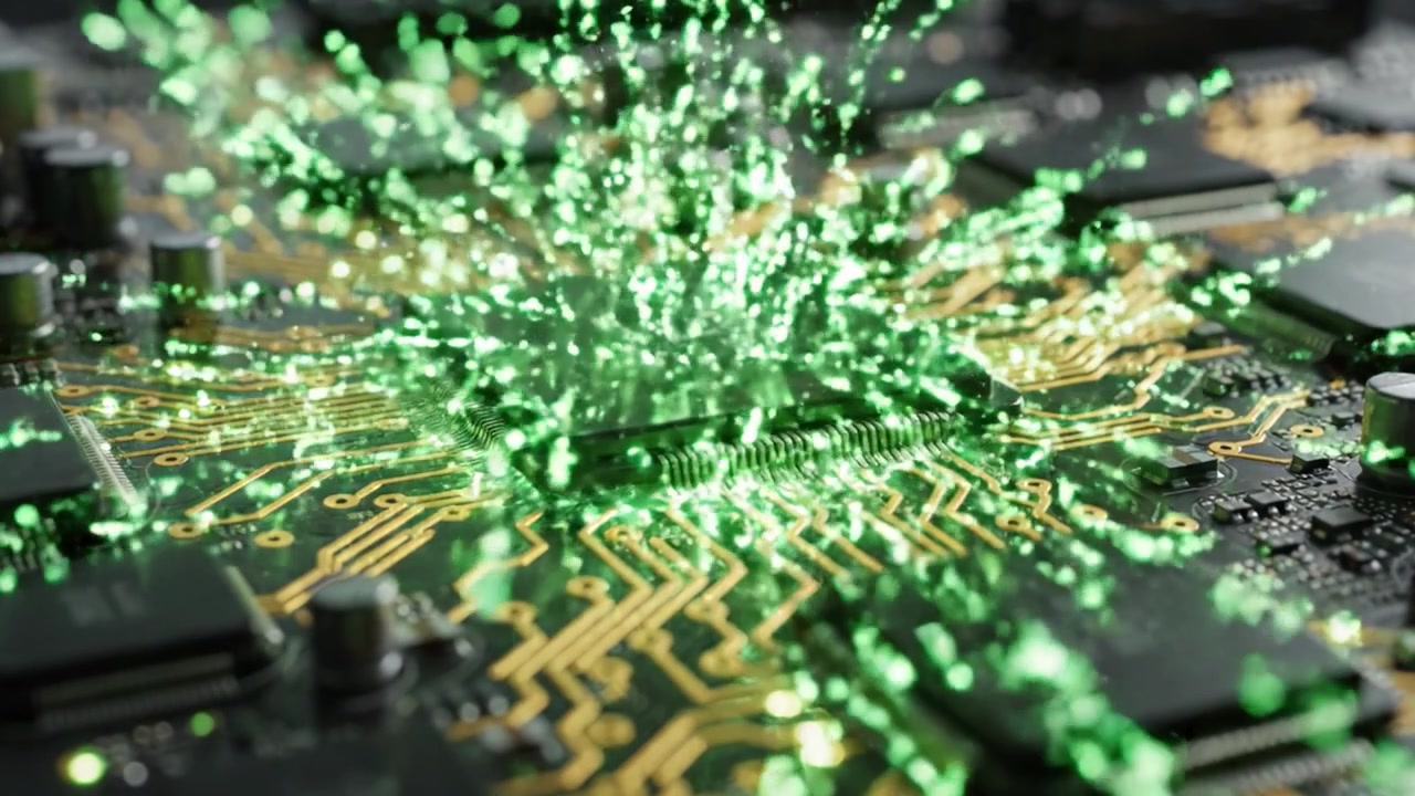 The Intricate Design of a Circuit Board: Exploring the Complex Connections and Microchips that Power Modern Technology, Highlighting the Interface of Electronics and Innovation