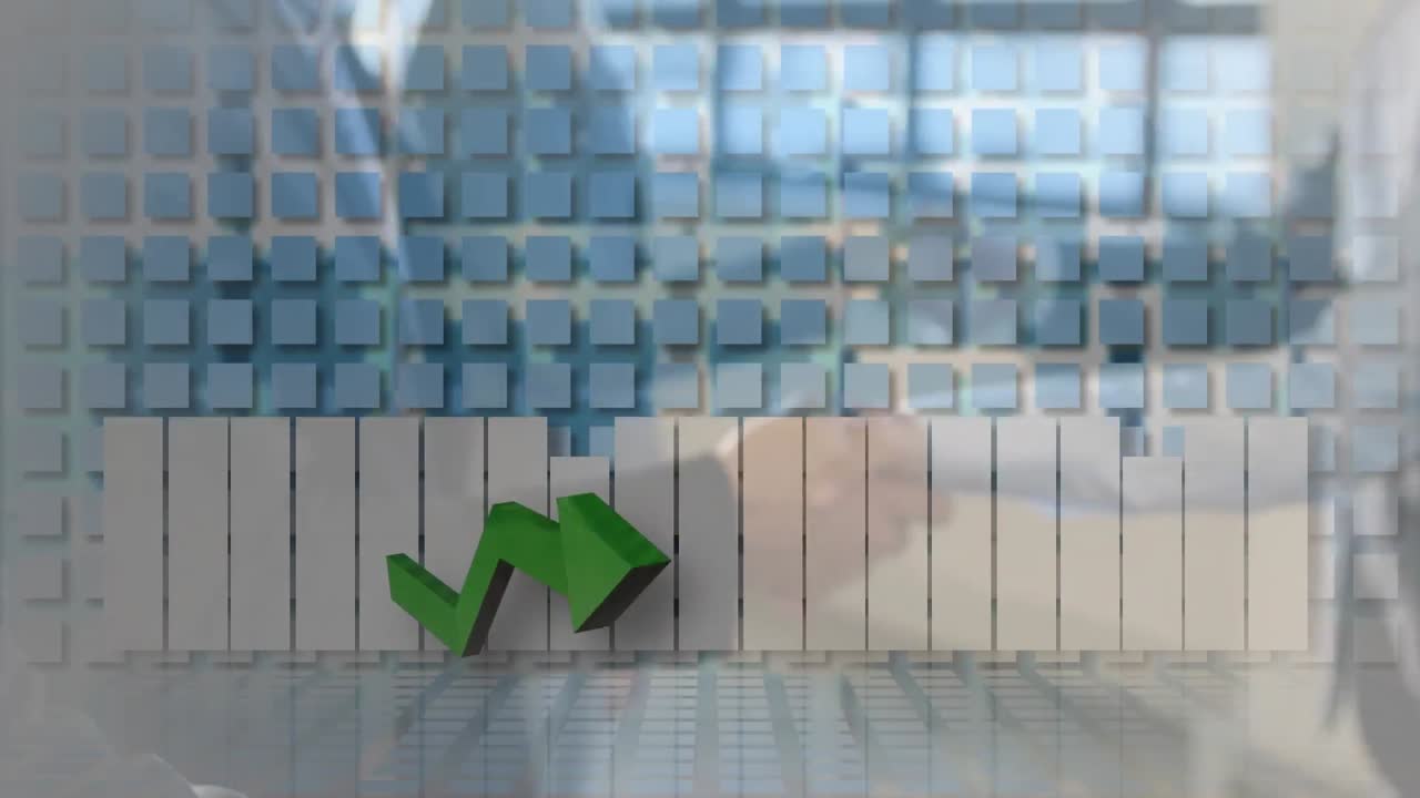 통계 데이터 처리는 비즈니스맨의 중간 섹션에 맞서 손을 흔들고 있습니다.