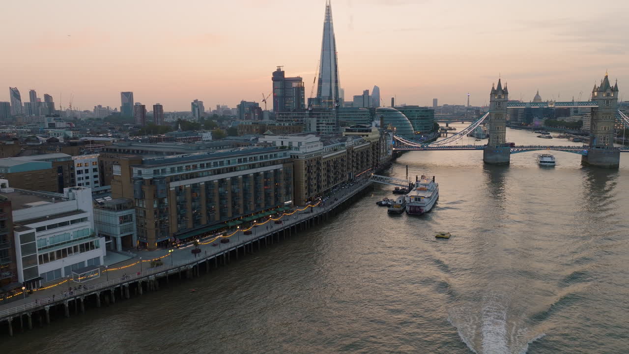London Skyline at Sunset with Tower Bridge and River Thames
