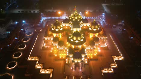 Swaminarayan-Akshardham-Mandir-In-Neu-Delhi,-Luftaufnahme