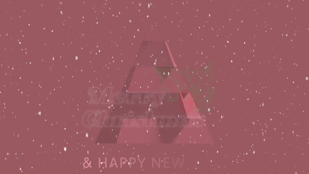 크리스마스 축하 문자의 애니메이션 크리스마스 장식과 눈 위에 텍스트