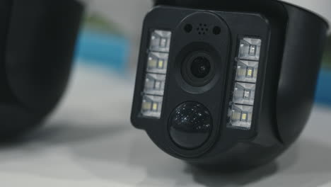 close-up of security cameras