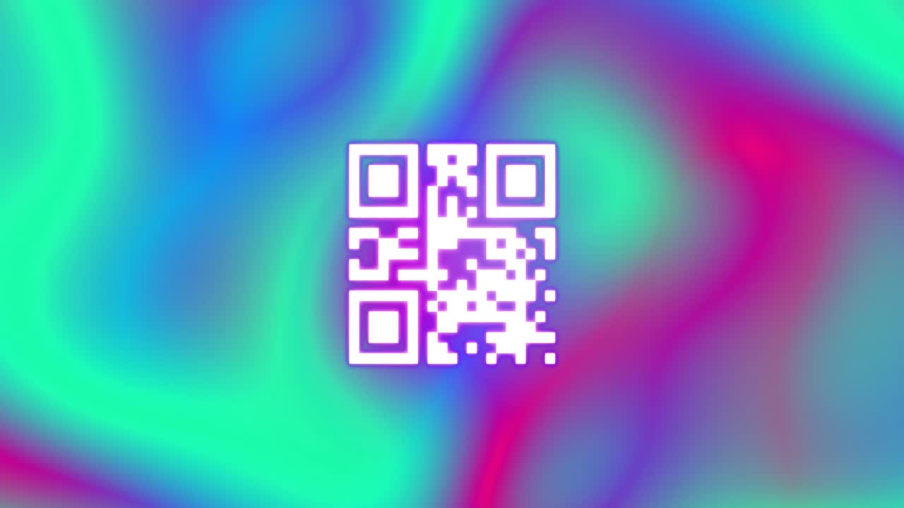 animación del código qr sobre un fondo multicolor cambiado