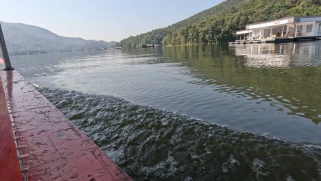 a serene journey by boat on a calm lake