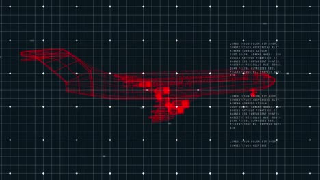 dibujos técnicos de aviones en 3d sobre procesamiento de datos en fondo negro