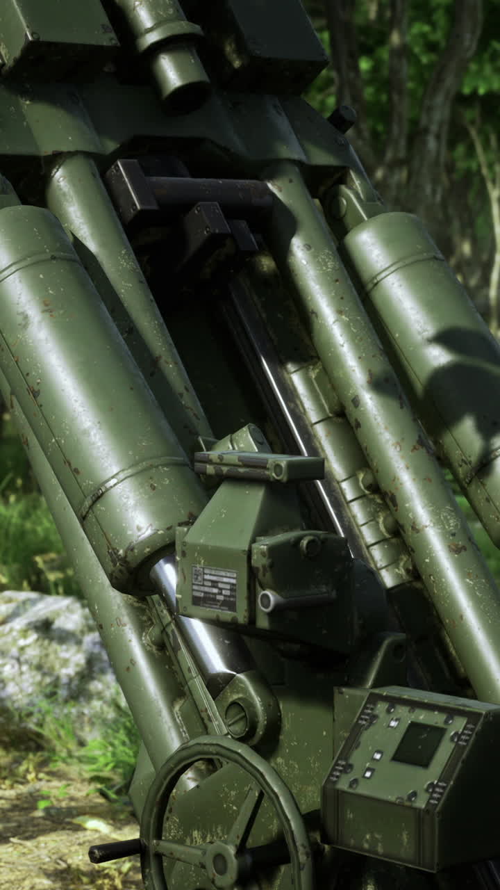 Military artillery set in dense forest for training exercise