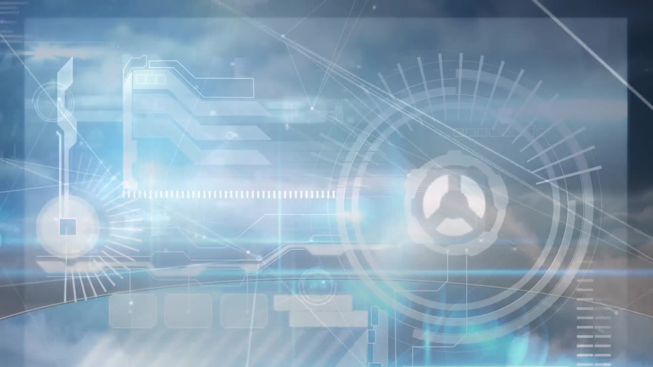 파란 하늘의 구름에 대한 데이터 처리와 디지털 인터페이스를 통한 연결 네트워크