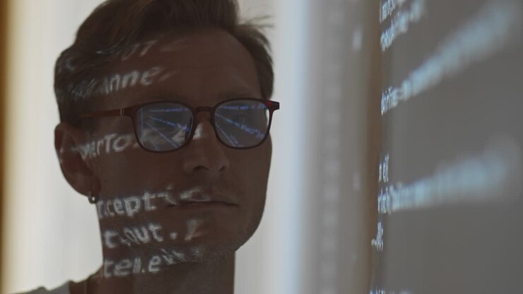 Close Up of Programmer in Eyeglasses