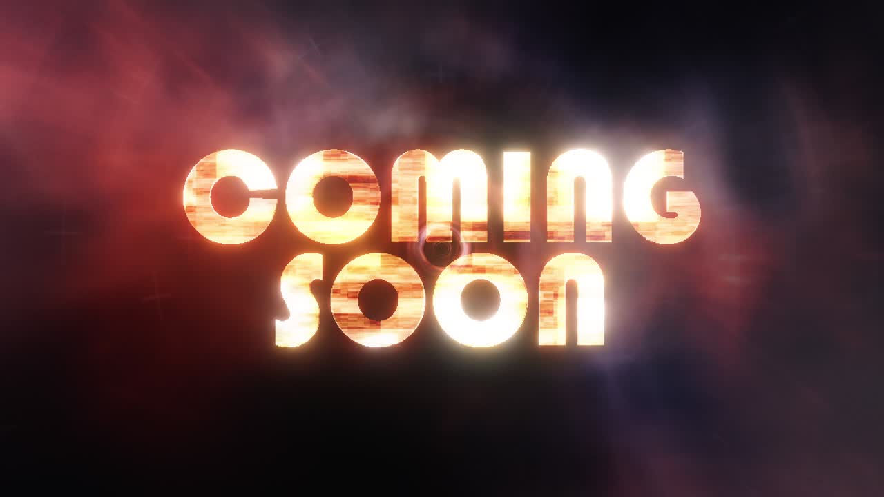 el título cinematográfico que viene pronto es un bucle de efectos gráficos de movimiento. 4k 3d hace un bucle sin fisuras. título cinematográfico futurista que viene pronto para el título, la introducción, el marketing, la publicidad, la promoción de eventos de ventas festivas.