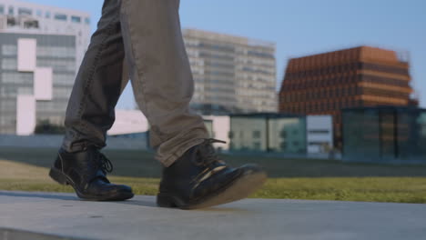 businessman legs walking on street