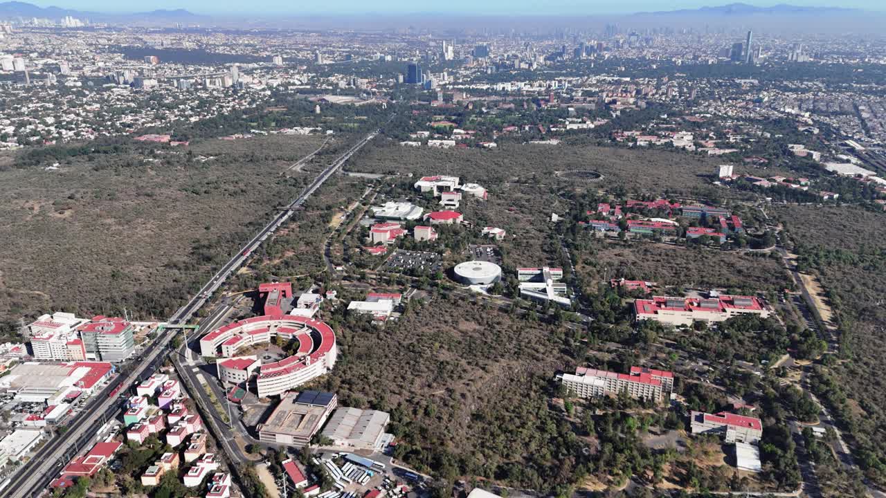 Drone footage of Pedregal Reserve inside Ciudad Universitaria, CDMX
