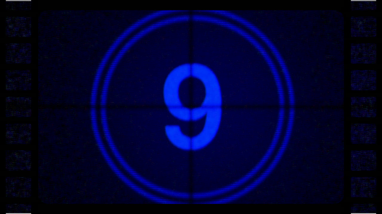 Motion blue retro film countdown abstract background in 8090s style 2