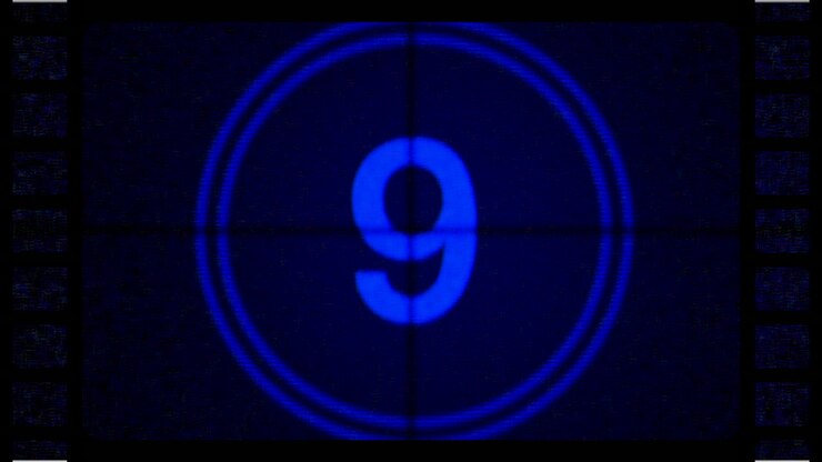 Motion blue retro film countdown abstract background in 8090s style 2