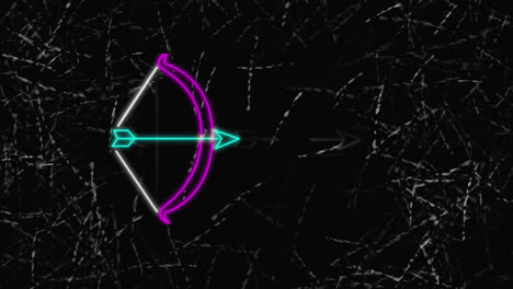 animation of digital bow and arrow on black background
