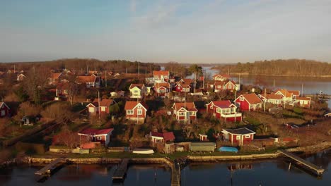 aerial view of picturesque cottages on summer paradise brandaholm in karlskrona, sweden-1