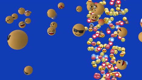 animation of emoji icons floating over blue background