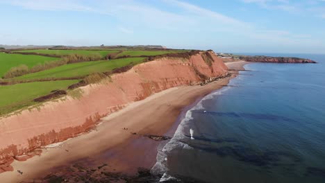 Aerial-Along-Orcombe-Cliff-Coast-On-Clear-Day