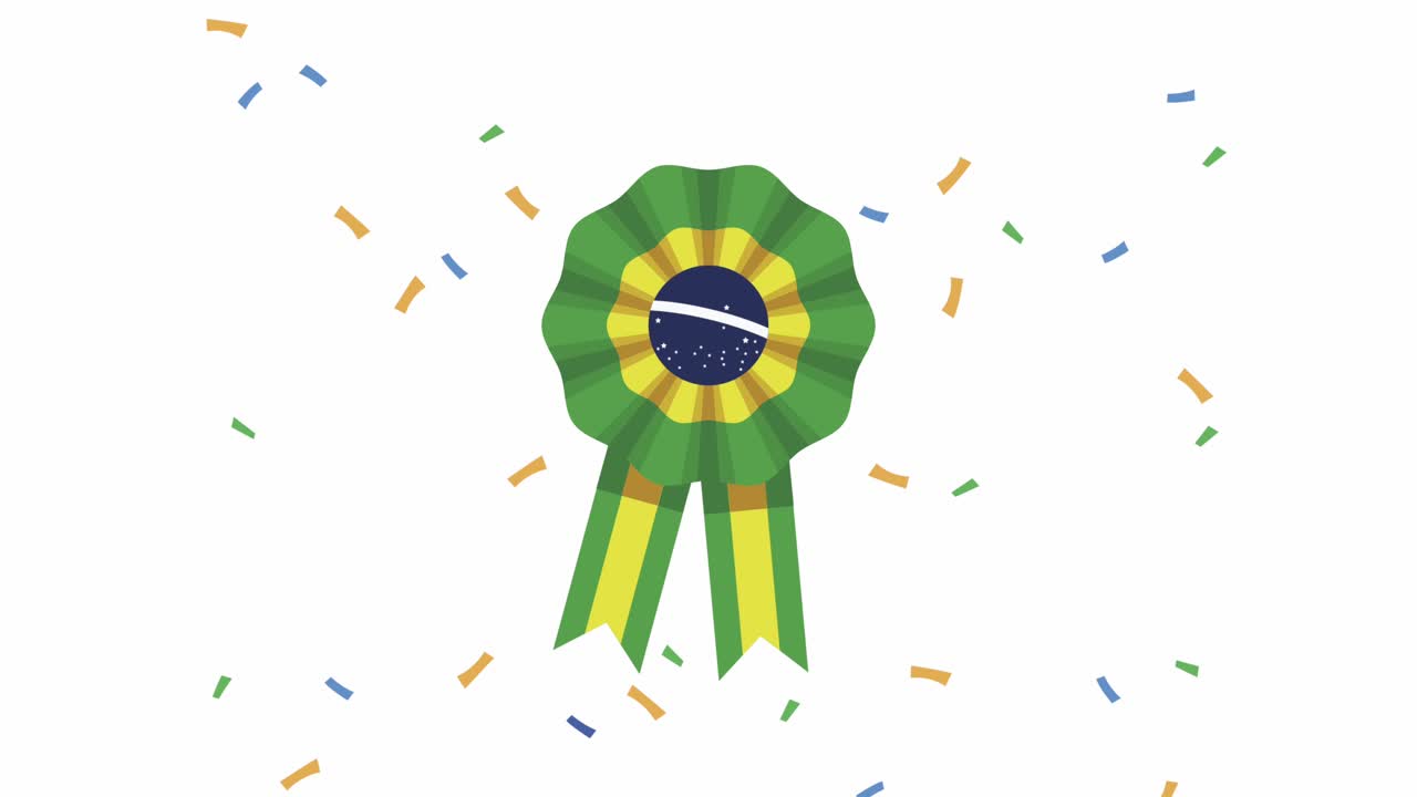 animación del día de la independencia de brasil con bandera de medalla