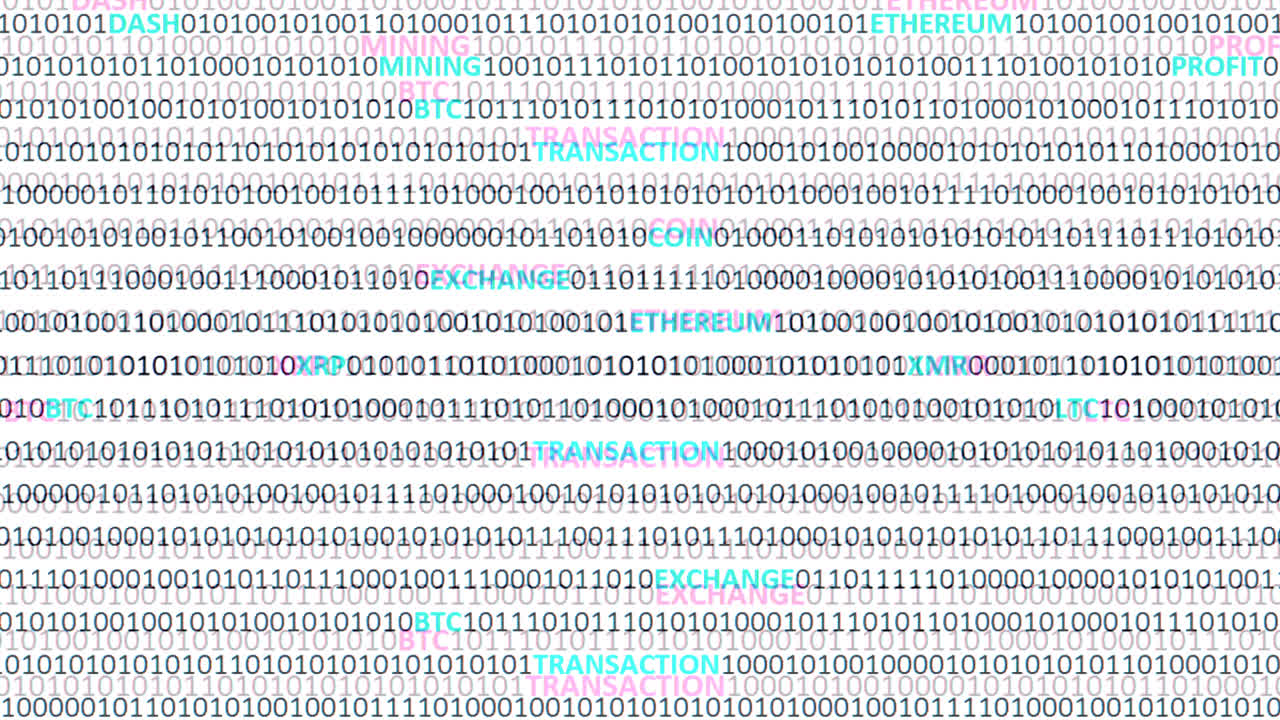 Cryptocurrency on a digital background. Background from a program code and cryptocurrencies