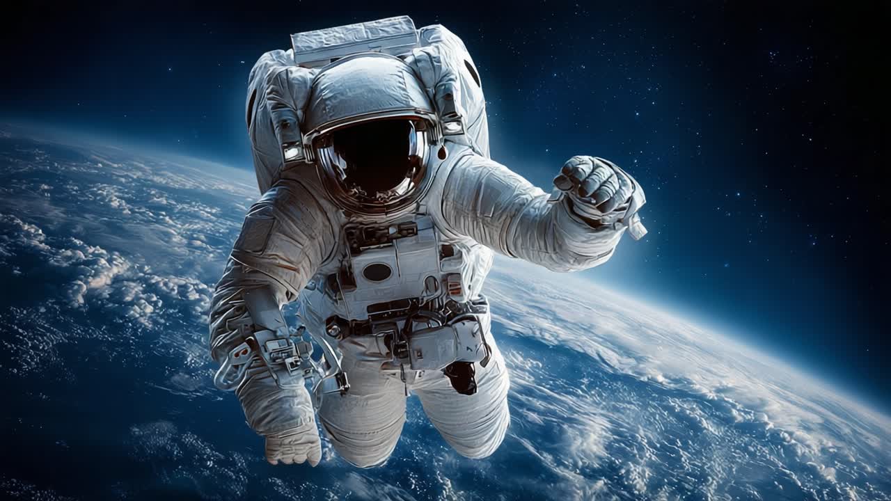An Astronaut Floating in Space Against the Backdrop of Earth: A Stunning Depiction of Human Exploration Beyond Our Planet's Atmosphere