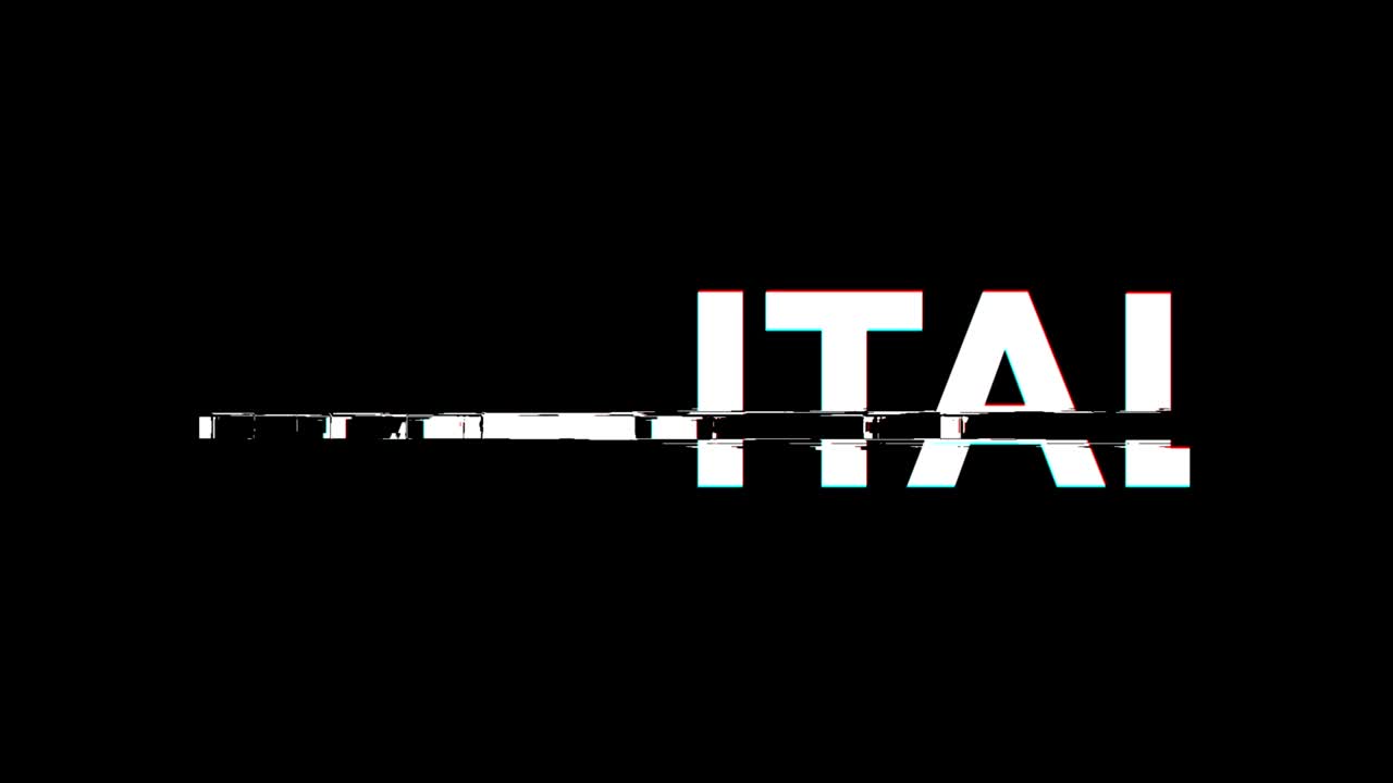 italia efecto glitch texto distorsión de televisión digital animación en bucle 4k