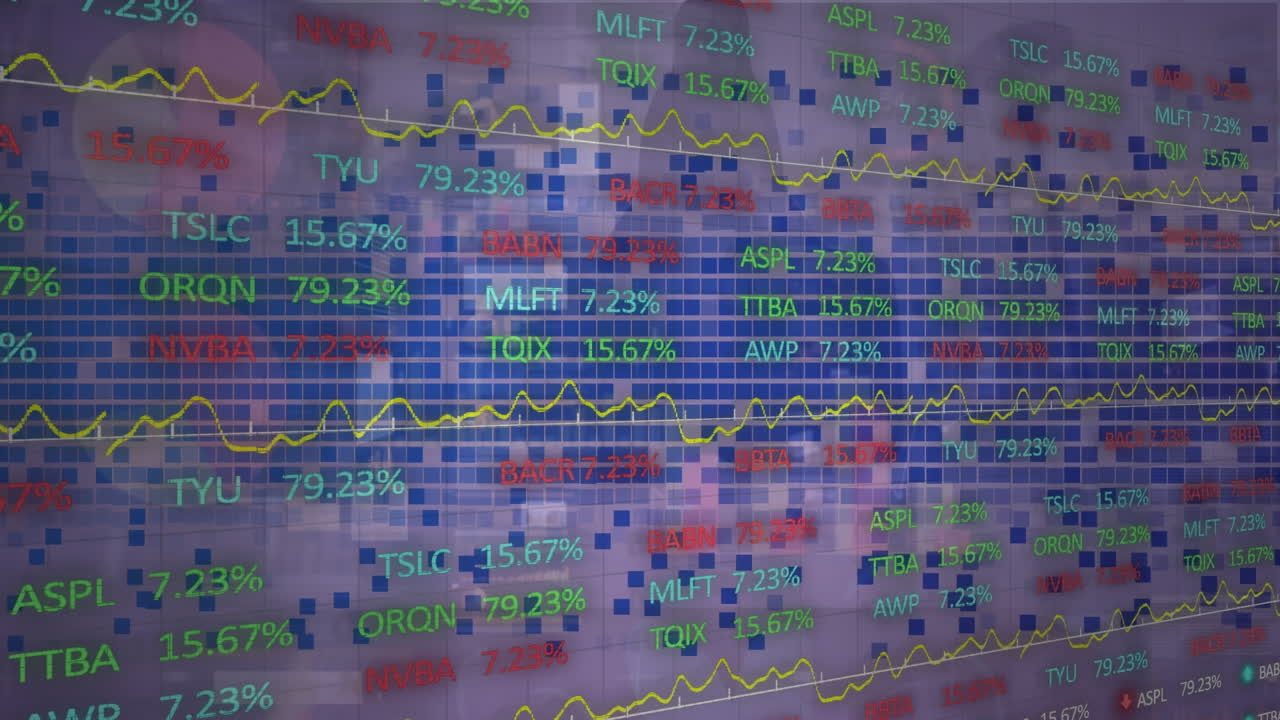 파란 사각형에 대한 금융 데이터 처리의 애니메이션