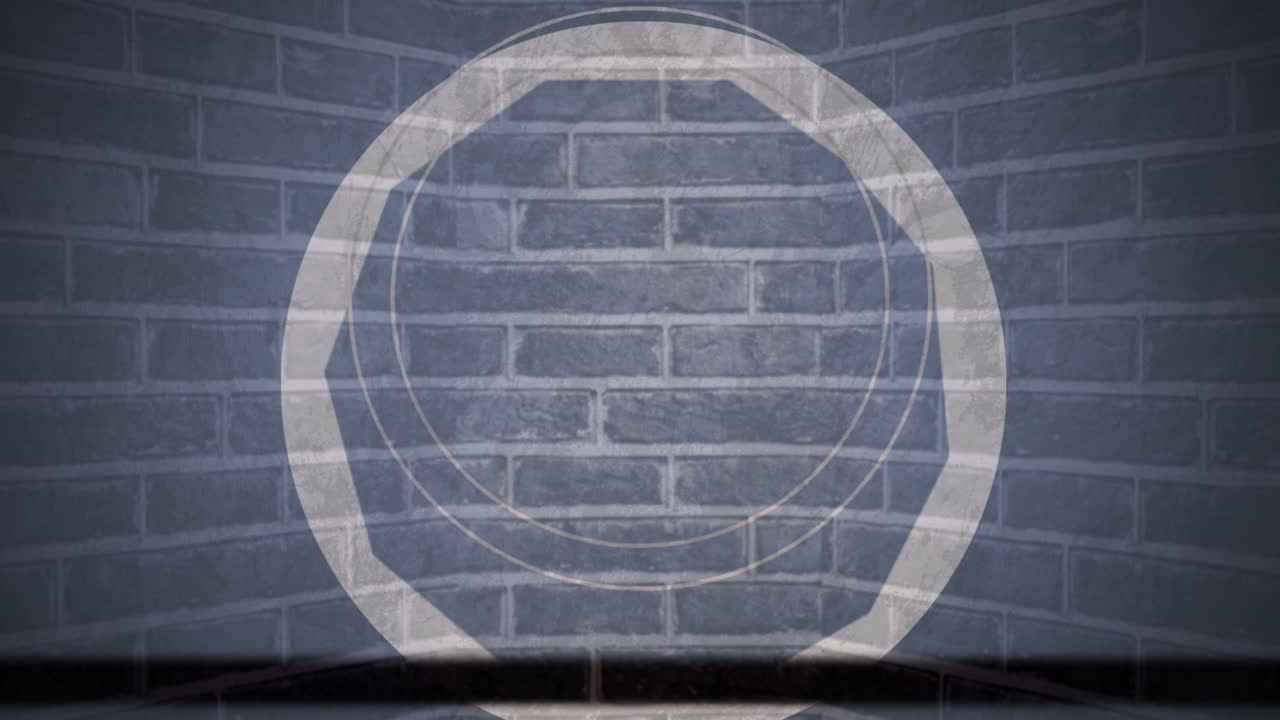 animación del iris en un carrete de cinta y fondo de ladrillo