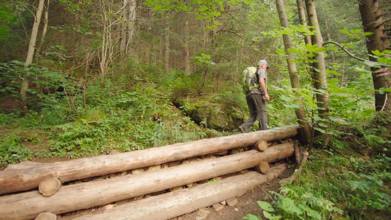 excursionista caminando por la montaña y disfrutando de la vista-1
