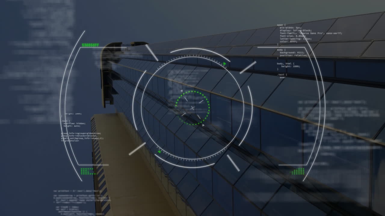 Animation of scope and network of connections with people icons over financial data processing