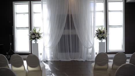 Wedding-ceremony-venue-set-up-for-a-beautiful-modern-wedding-in-Stittsville,-Ontario-at-Next-Restaurant