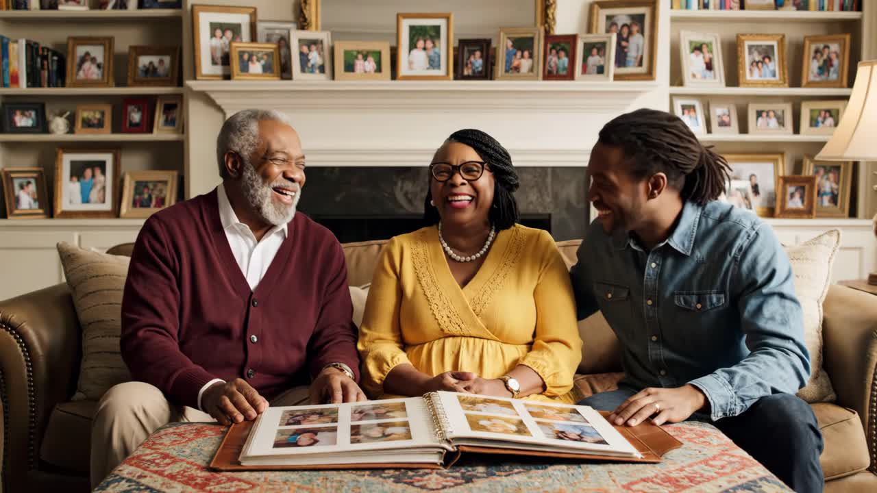 Family Looking at Photo Album