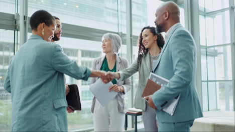 handshake, meeting and business people greeting