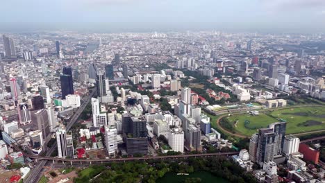 aerial view of bangkok city and skycrapers