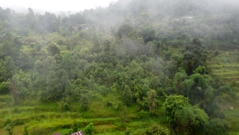 houses and farm fields in nepali village in nepal