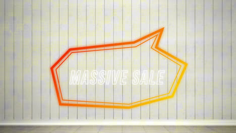 Animation-of-massive-sale-text-in-retro-speech-bubble-over-abstract-background