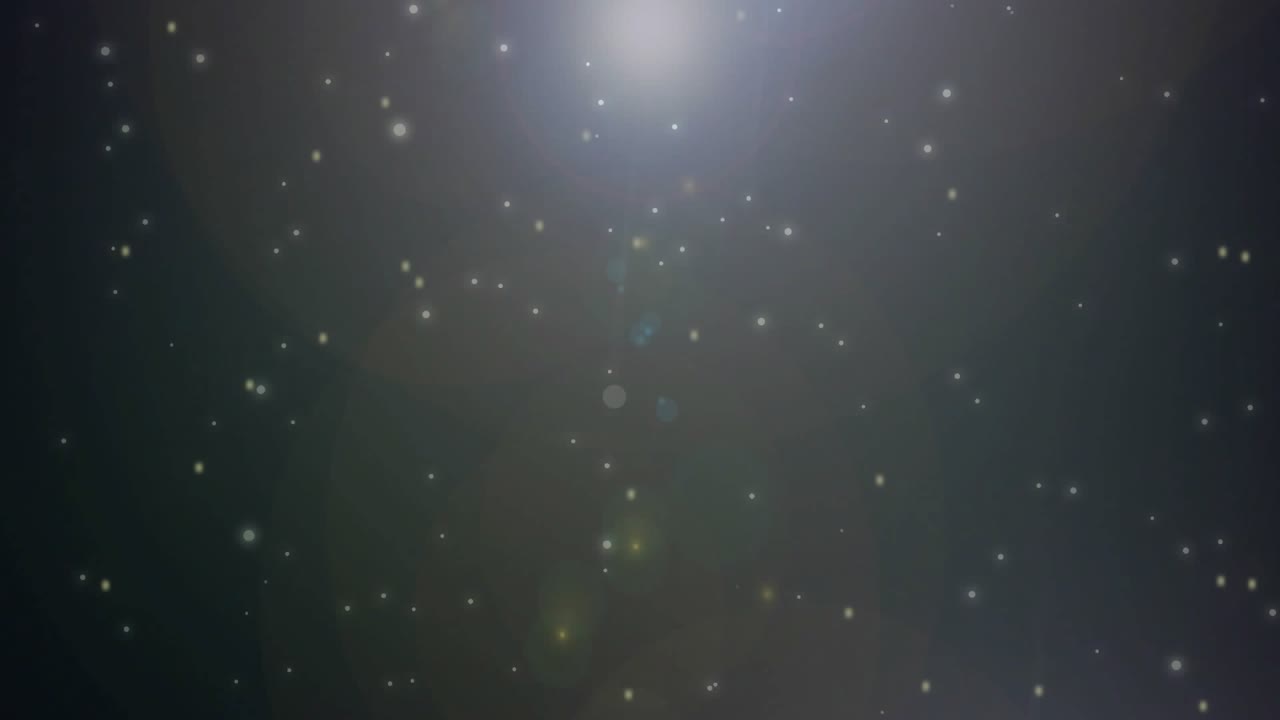 Lens flares rising from base intensifying into glowing orbs drifting downward simulating star field
