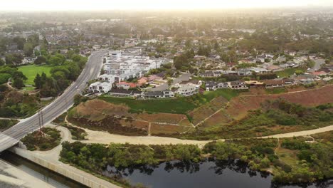 Stunning-aerial-view-of-until-million-dollar-houses-overlooking-the-waterfront