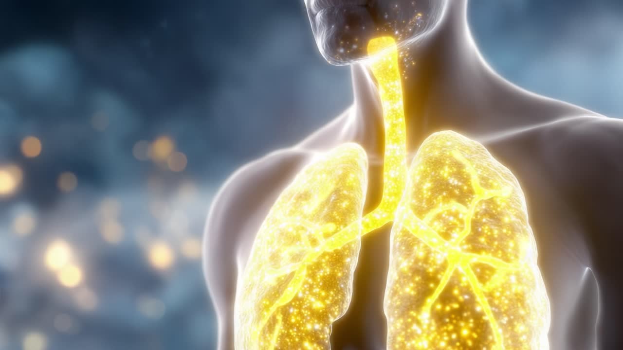 Stunning Visualization of Human Lungs Illuminated by a Starry Glow, Capturing the Vitality of the Respiratory System Through Dynamic Imagery