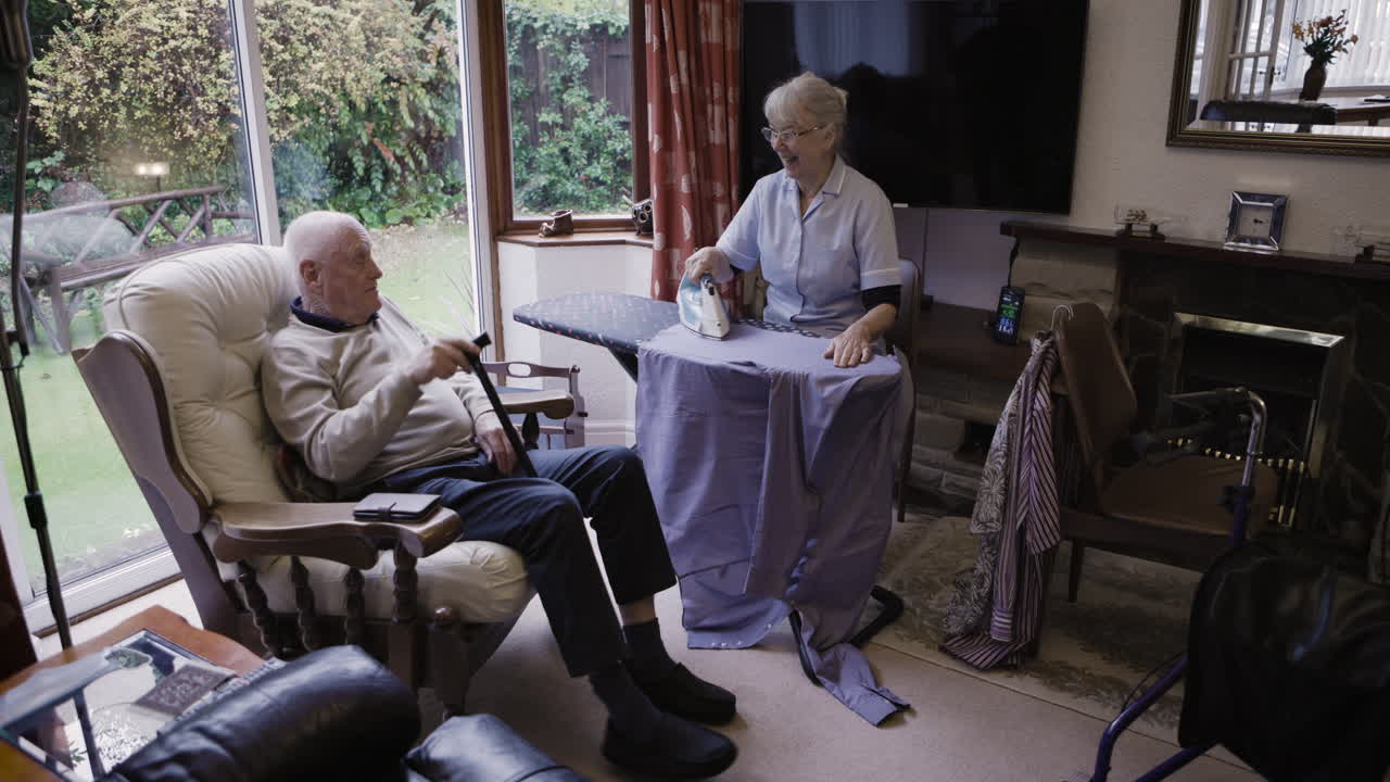 Elderly man being cared for at home
