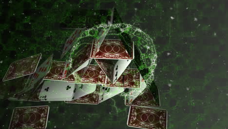 animation of digital brain with playing cards