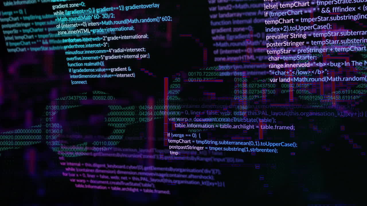animación del procesamiento de datos digitales sobre un fondo negro