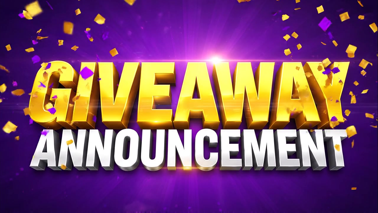 Giveaway Announcement Motion Graphic with Falling Confetti
