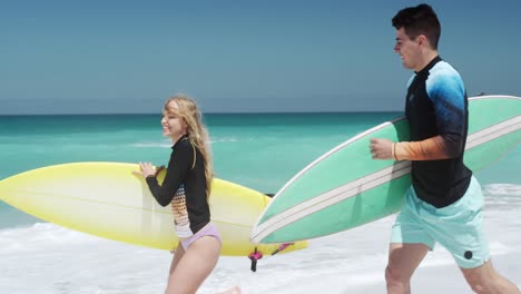 couple in love enjoying free time on the beach together