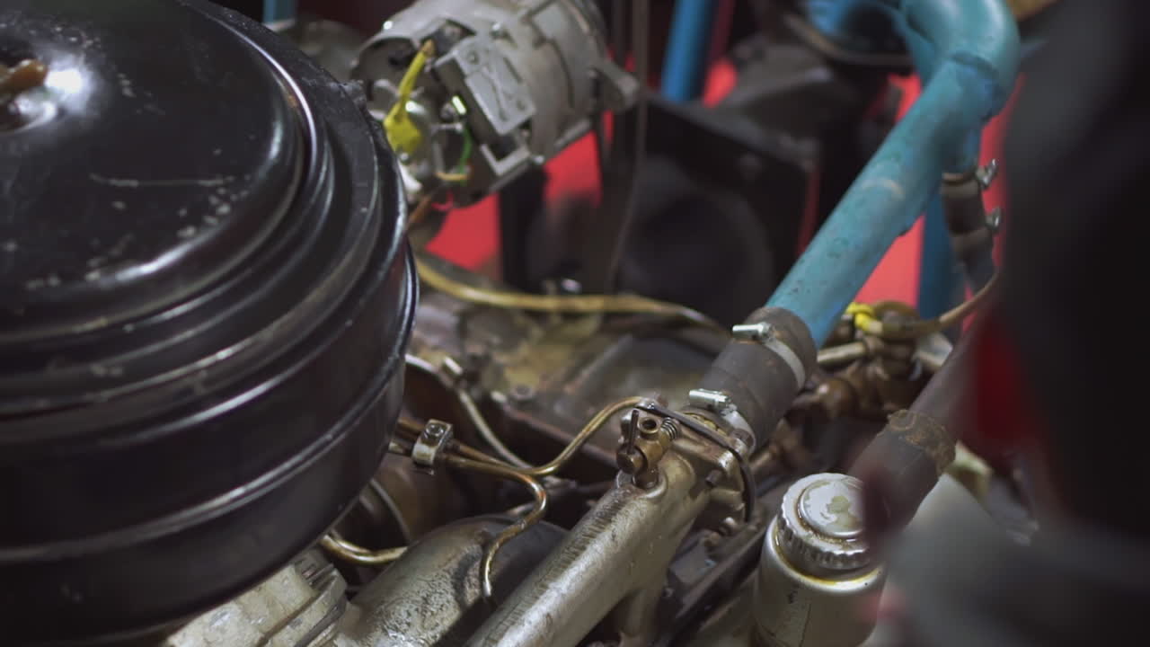 primer plano del motor de la época